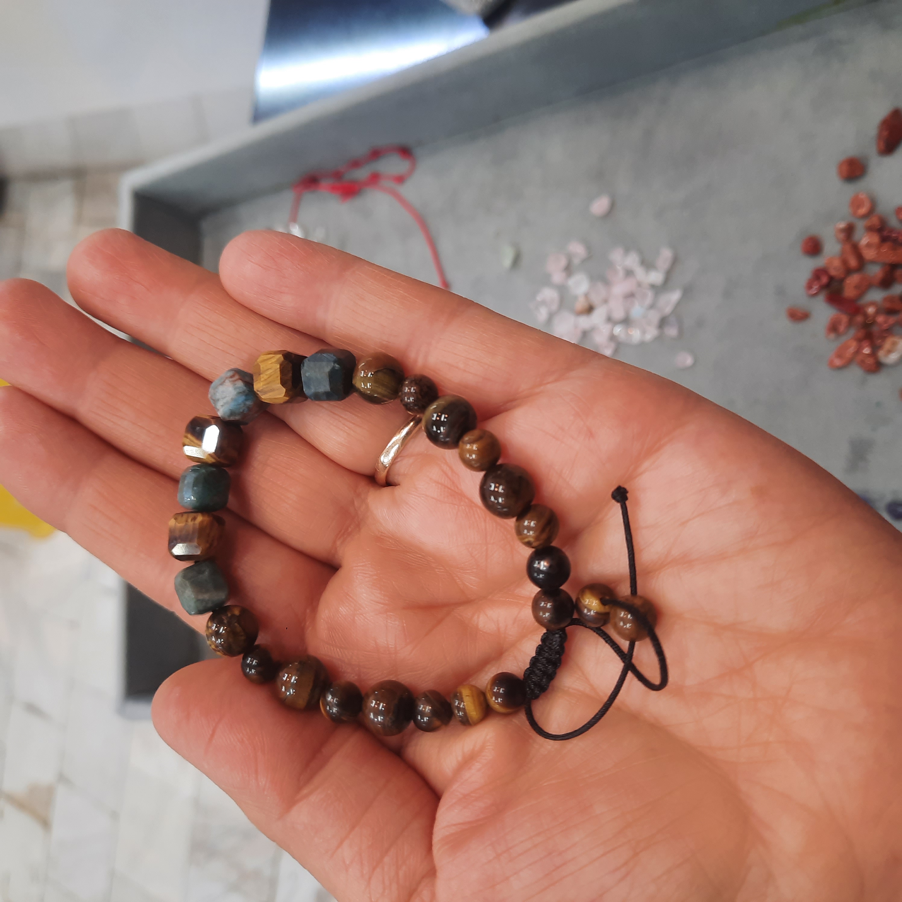 دستبند سنگی،جشم ببروآپاتیت آبی